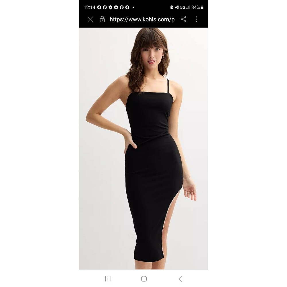 NWT Juniors' madden girl Cami Rhinestone Trim Slit Midi Dress XL. BIN 1